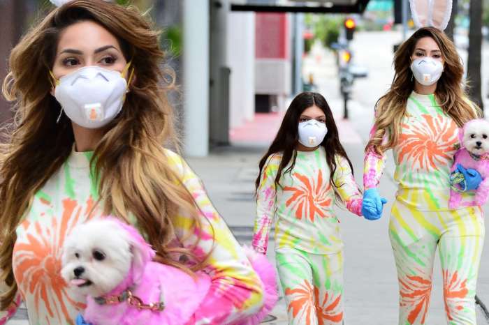 Farrah Abraham And Daughter Sophia Go Out In Colorful Matching Outfits With Their Equally Colorful Purple Dog!