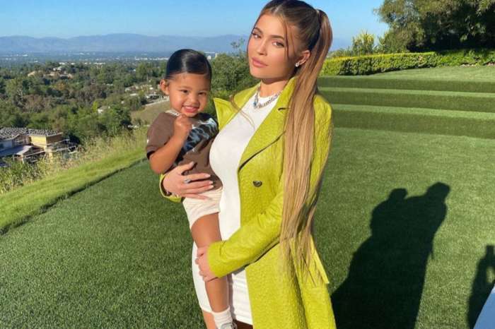 Kylie Jenner Dazzled In A Lime Green Ostrich Effect Leather Coat