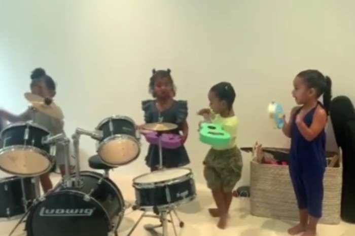 Stormi Webster Is A Natural Drummer As She And Dream Kardashian, Chicago West, And True Thompson Play In A Band And Sing