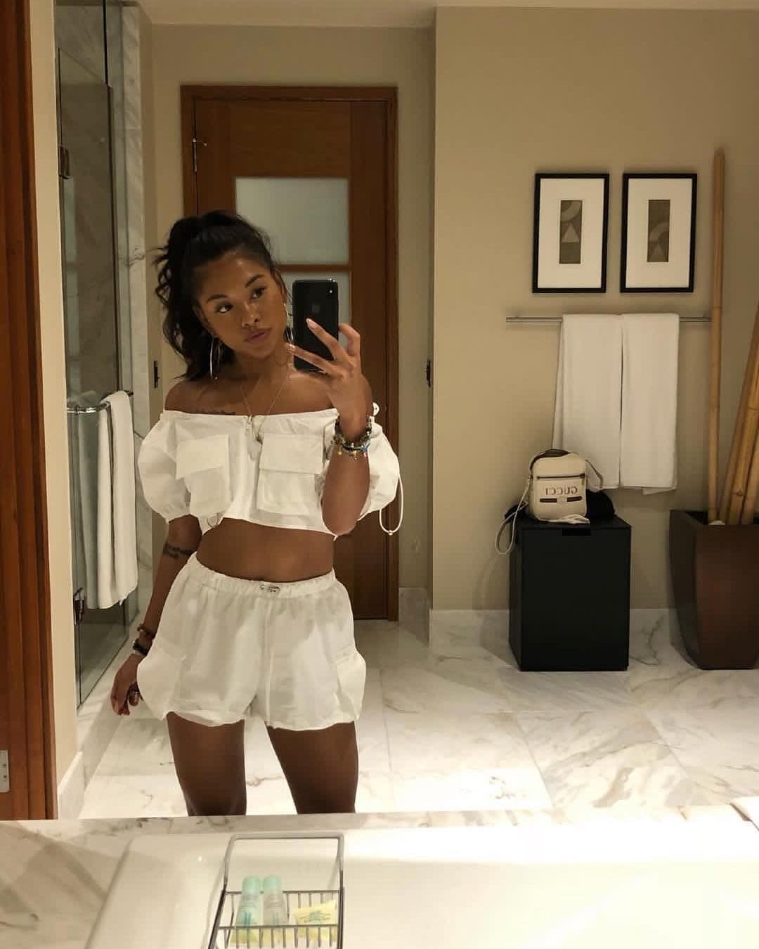 Ammika Harris Poses In A Skimpy Nude Outfit And She's Blushing - Guess Who's Behind The Camera!
