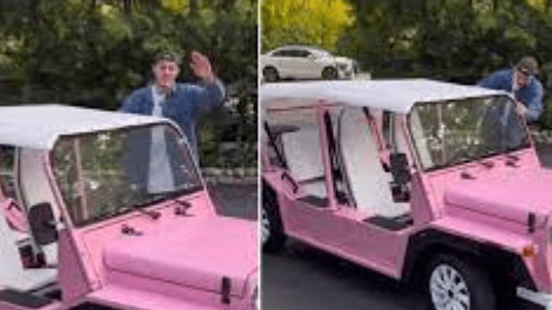 During the Joy Ride In Pink Moke Car, Pete Davidson and Northwest, 8, appear together in the first photos.