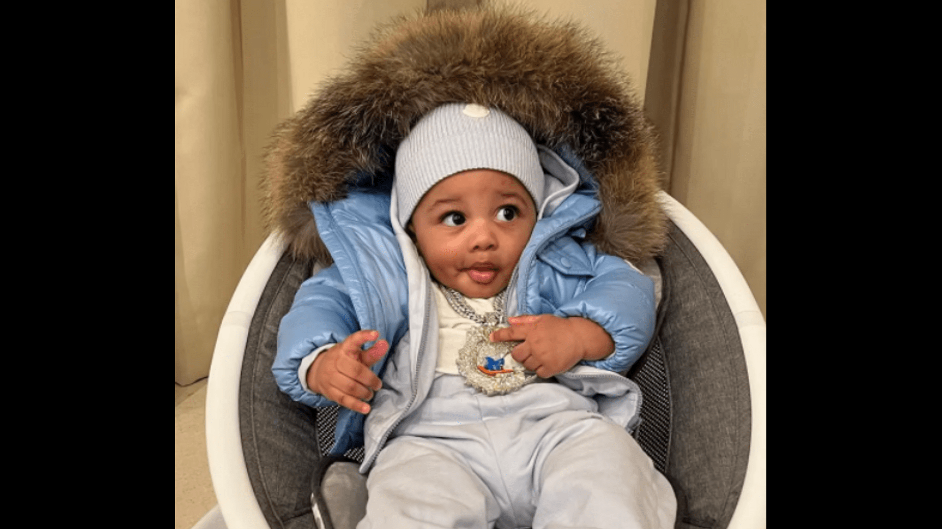 In Diamonds and with a pierced ear: Cardi B showed her seven month old son
