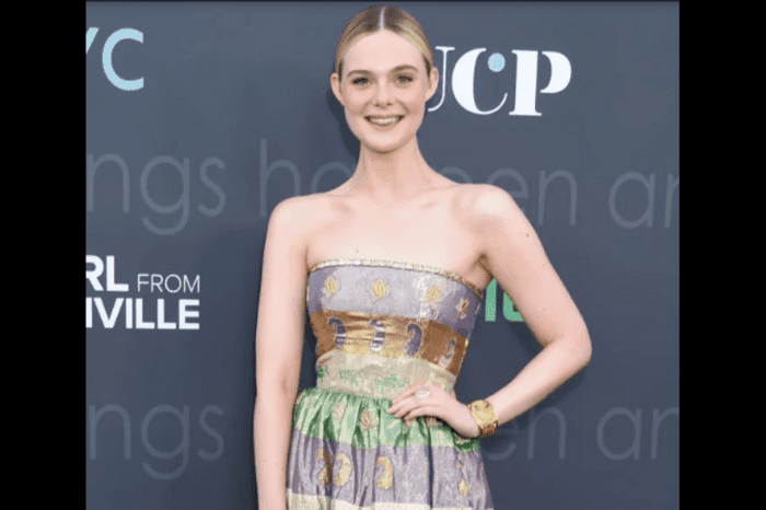 Shining Elle Fanning in a vintage dress at the premiere in Los Angeles