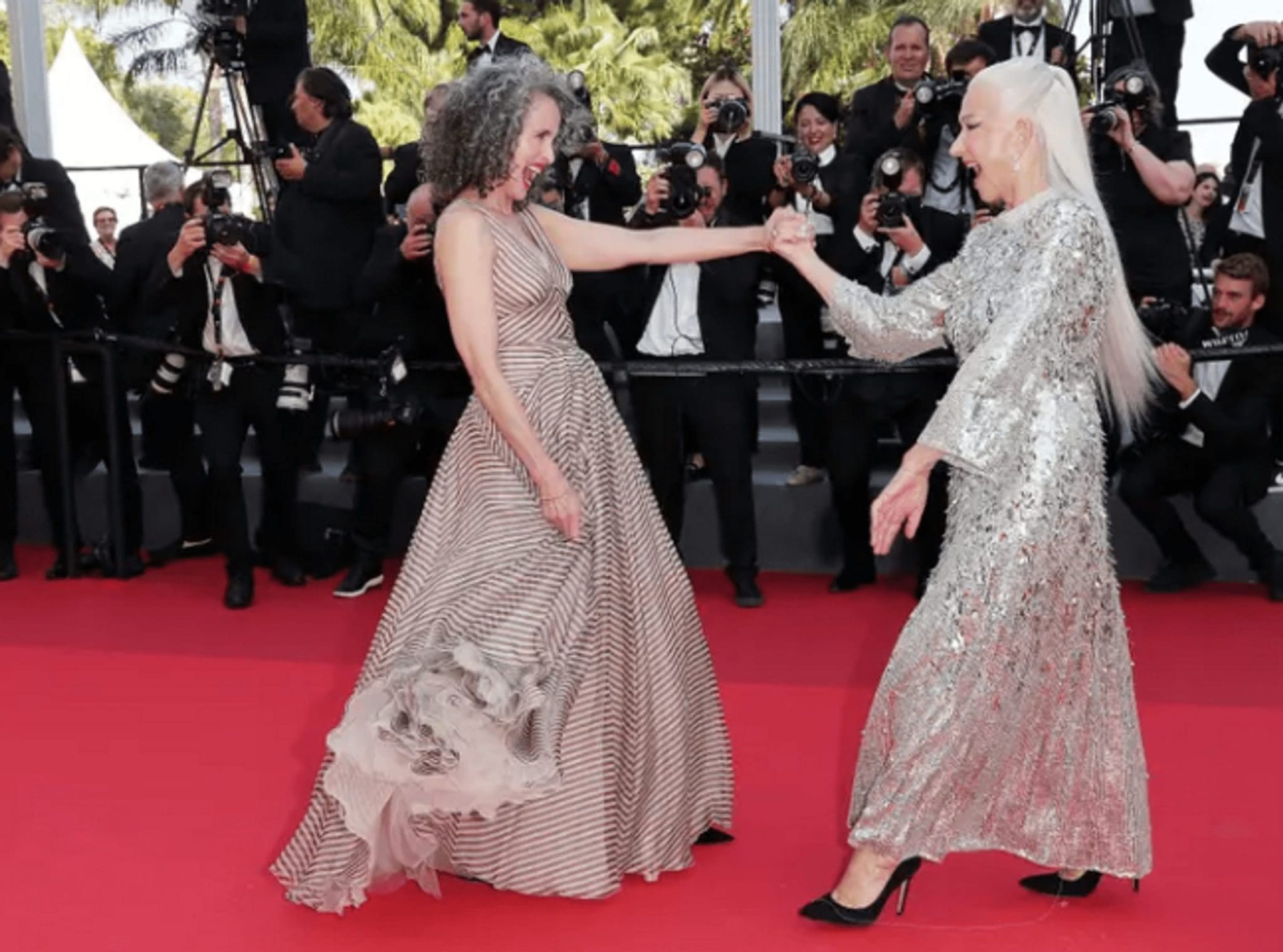 Helen Mirren, 76, and Andie MacDowell, 64, lit up at the premiere of 'Younger Brother' in Cannes