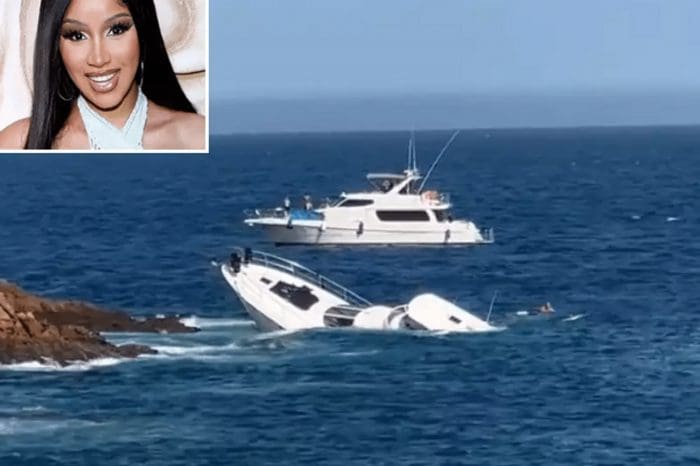Cardi B's reaction at the sight of a yacht sinking near her villa