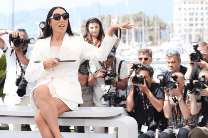 Rossy De Palma in a suit with short shorts and other guests on the second day of the Cannes Film Festival