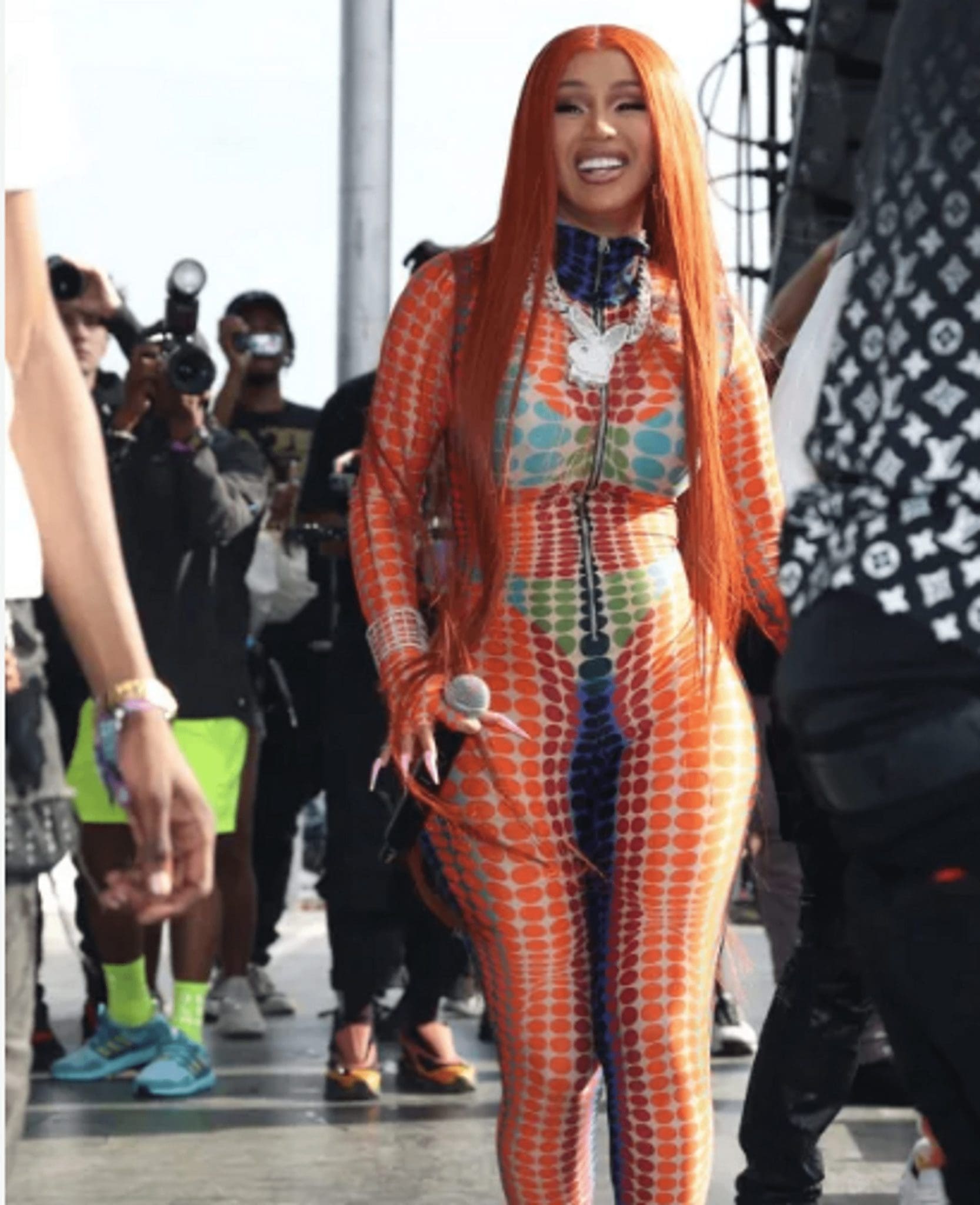Cardi B chose a revealing jumpsuit from the most famous Jean Paul Gaultier collection for the performance