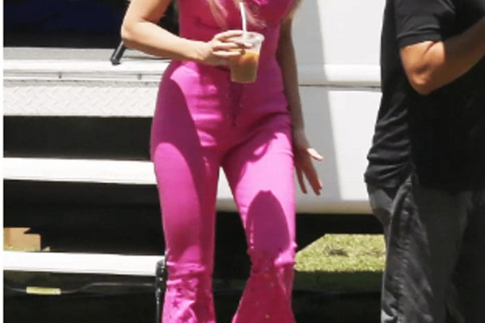 Margot Robbie as Barbie on the set of the film about the famous doll