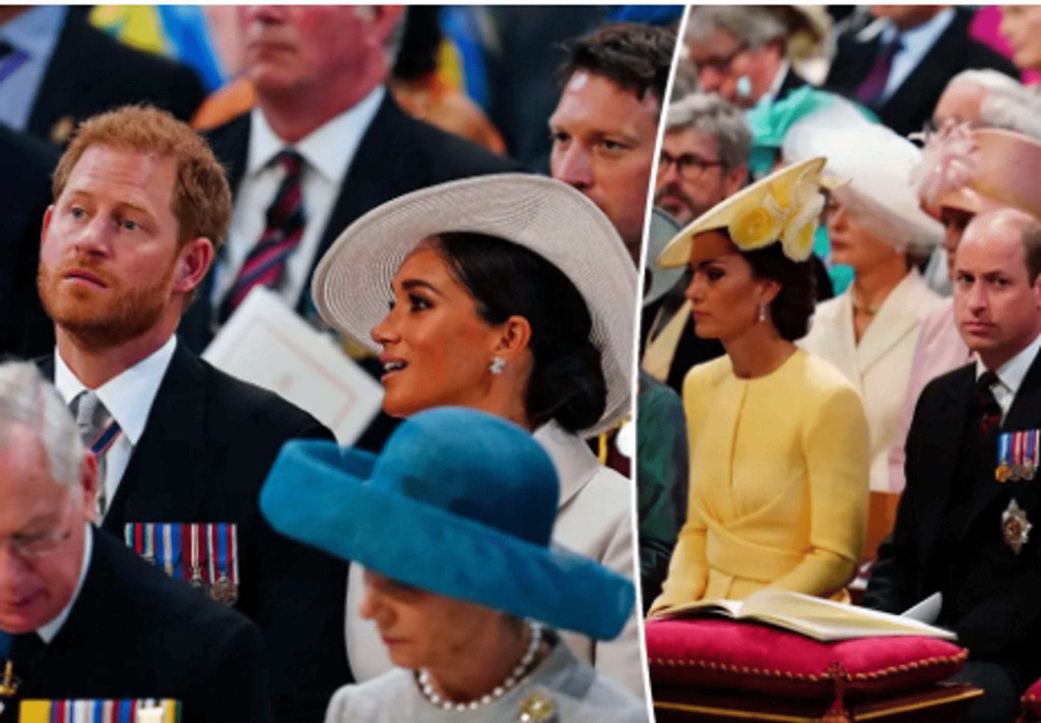 Kate Middleton and Prince William sat away from Meghan Markle and Prince Harry at the anniversary service