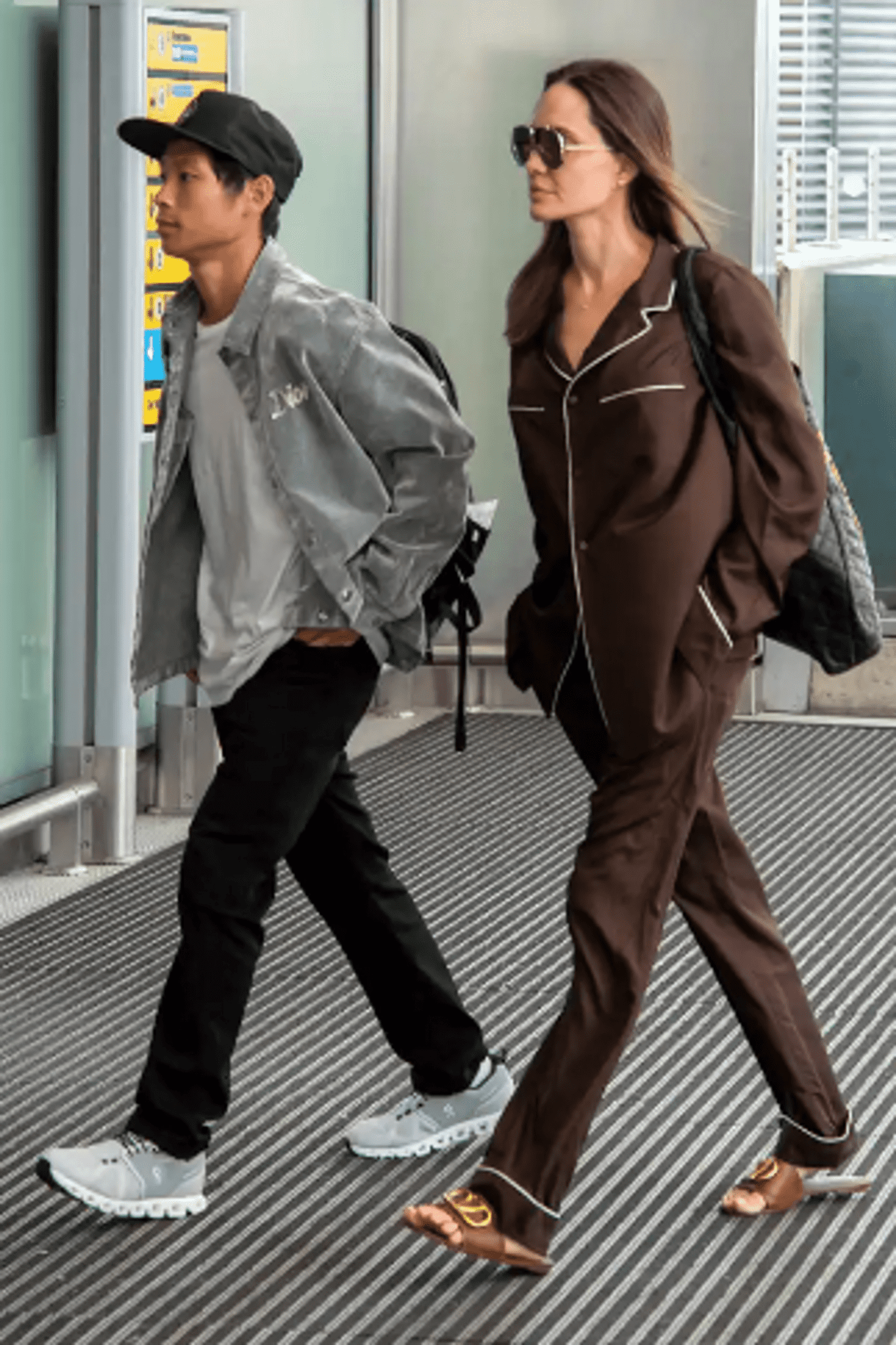At The Airport, Angelina Jolie Dons Pajamas From Valentino