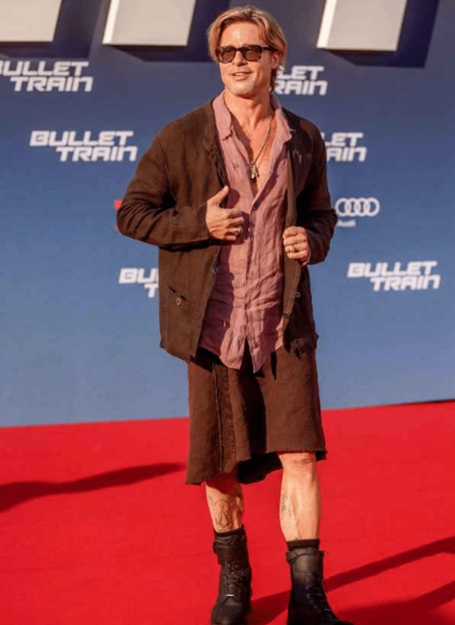 At The Bullet Train Movie Premiere, Brad Pitt Donned A Linen Skirt