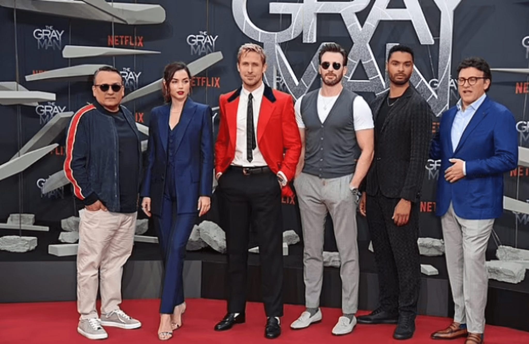 The Launch Of Netflix's Most Costly Action Film The Gray Man Featured Ryan Gosling Wearing A Red Jacket, Chris Evans, And Ana De Armas