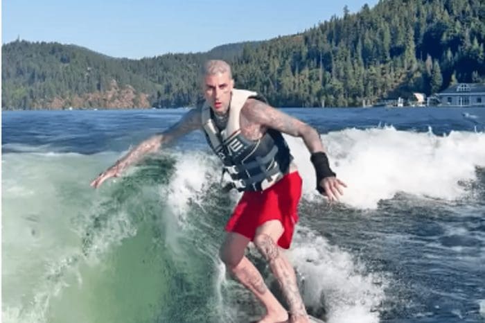 In A Video Uploaded To Instagram, The Blink-182 Drummer Travis Barker Seemed To Be Doing Wake Surf Naturally