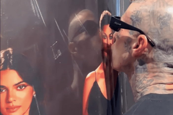 Travis Barker Is Seen Giving Kourtney Kardashian's Poster A Kiss