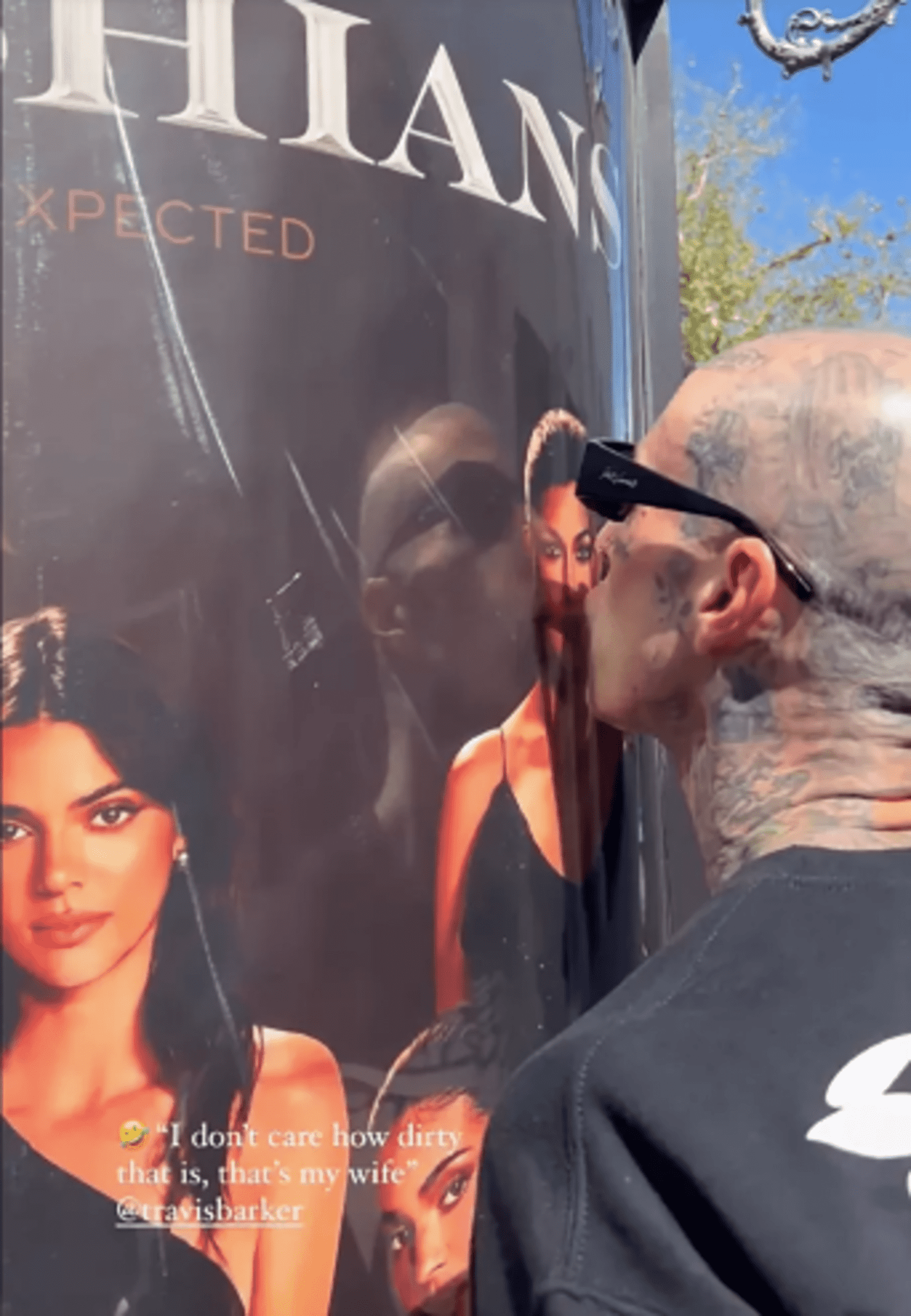 Travis Barker Is Seen Giving Kourtney Kardashian’s Poster A Kiss