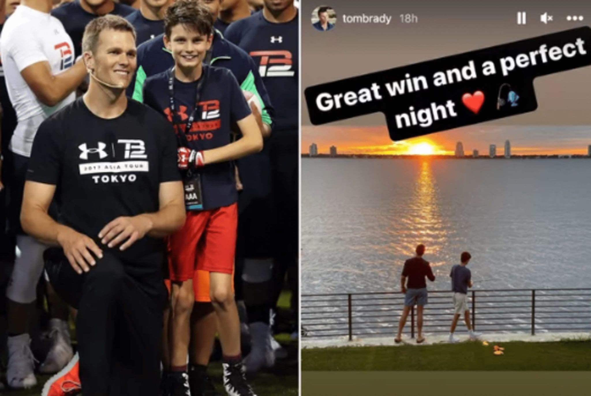After Tom Brady's NFL playoff game, he and his son Jack admired the sunset.
