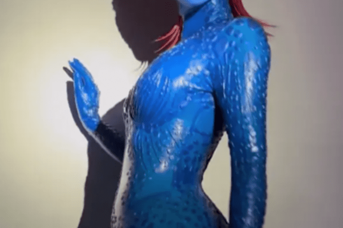 Kim Kardashian Dressed As The Enigmatic Mystique From X-Men On Halloween
