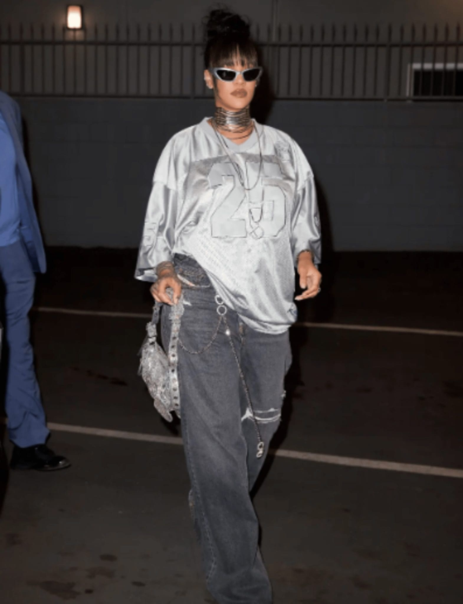 Rihanna was spotted out and about wearing a glistening D pendant, which has led to speculation regarding the name of her child